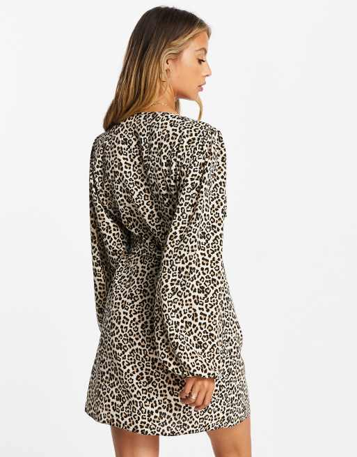 ASOS DESIGN wrap mini tea dress in animal