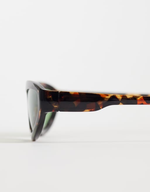 ASOS DESIGN wrap oval sunglasses in tort with green lens, 2 of 3