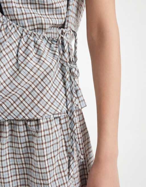ASOS DESIGN wrap over tie side top in check (part of a set), 4 of 4