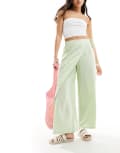 [ASOS DESIGN] ASOS DESIGN wrap pants with linen in green 10 Green