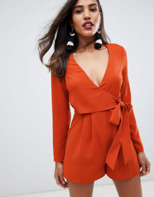 asos orange playsuit