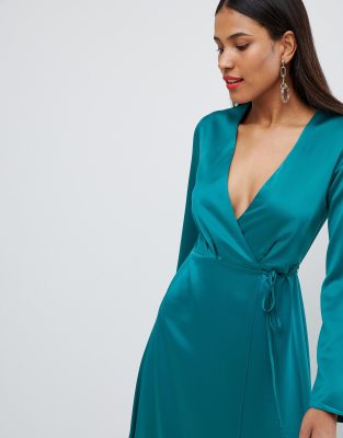 long sleeve teal maxi dress