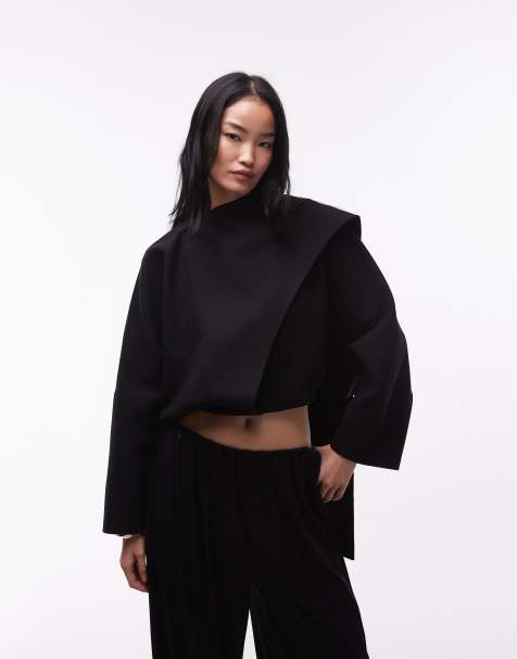 ASOS DESIGN wrap scarf batwing jacket in black - view 1
