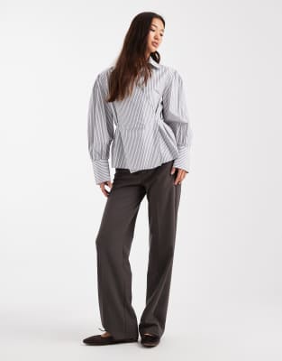 Asos Design Wrap Shirt In Gray