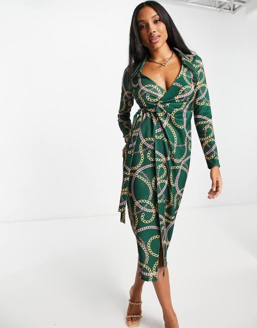 Silk chain print on sale dress