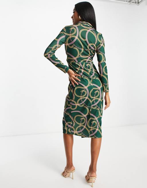 Asos chain 2025 print dress