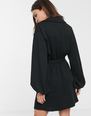 asos white wrap textured smock dress