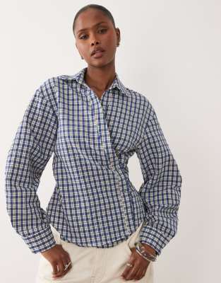 Asos Design Wrap Shirt With Cocoon Sleeve In Multi