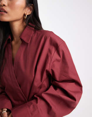 Asos Design Wrap Shirt With Cocoon Sleeve In Animal Print