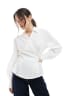ASOS DESIGN wrap shirt with cocoon sleeves in blue