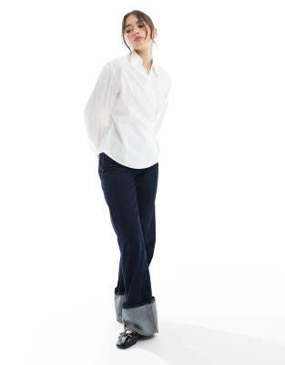 Asos Design Wrap Shirt With Cocoon Sleeve In White
