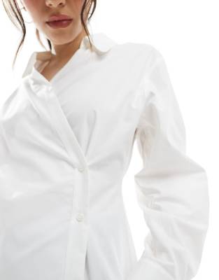 ASOS DESIGN wrap shirt with cocoon sleeve in white