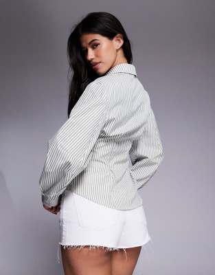 Asos Design Wrap Shirt With Cocoon Sleeves In Gray