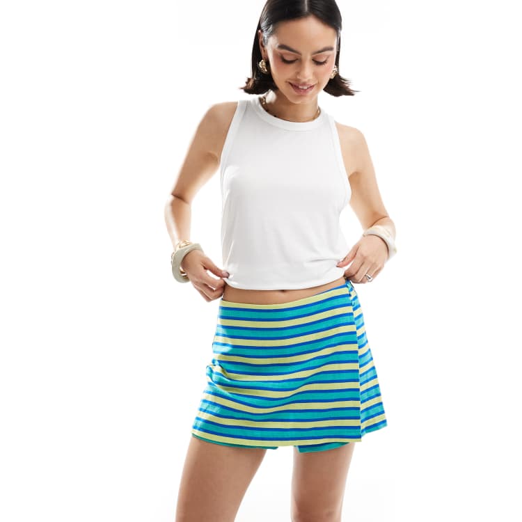【typeservice】25ss Stripe Wrap Skort 207849722-1-bluegreenstripe?$