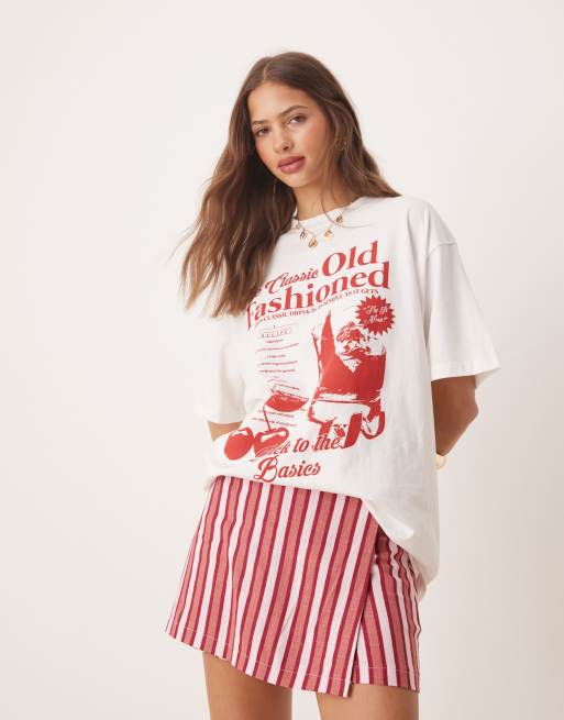 ASOS DESIGN wrap skort in pink stripe