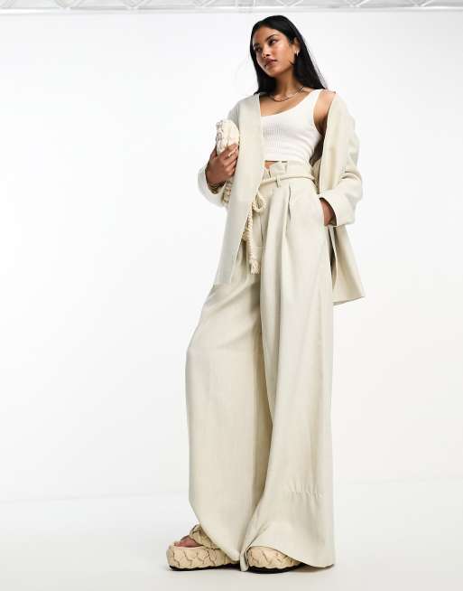 ASOS EDITION oversized blazer and wide leg pants set in stone