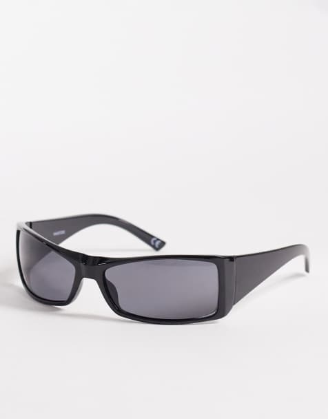 ASOS DESIGN wrap sunglasses in black frame with smoke lens - view 1