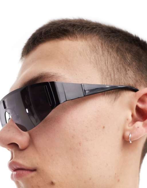 ASOS DESIGN wrap sunglasses in black, 3 of 4