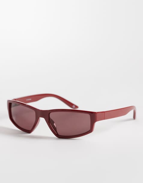 ASOS DESIGN wrap sunglasses in red with red lenses - view 1