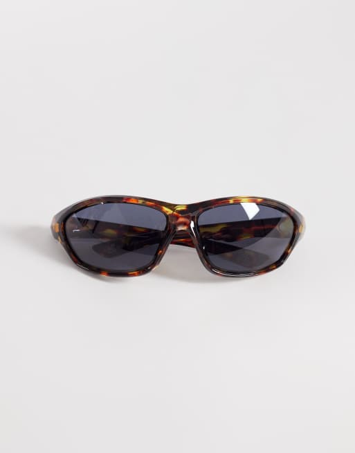 ASOS DESIGN wrap sunglasses in tortoise frame with smoke lens, 3 of 3