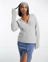 Mamalicious maternity high neck stripe knit sweater in beige