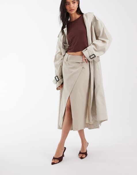 ASOS DESIGN wrap tailored midi skirt - view 1