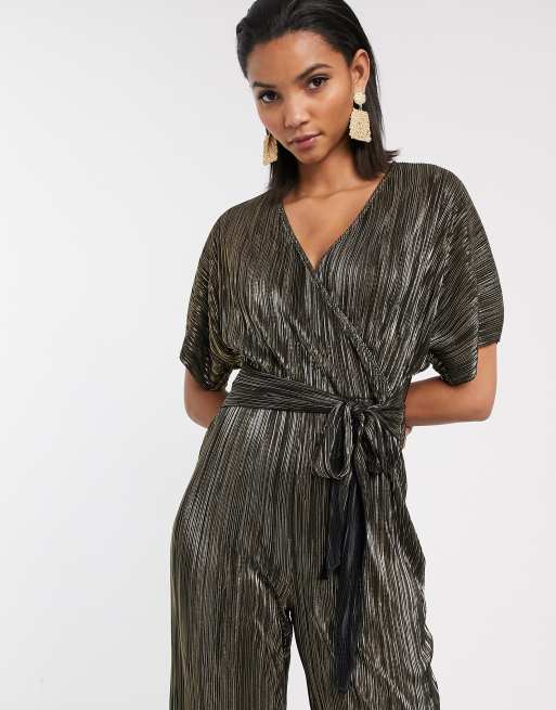 Metallic plisse sales jumpsuit