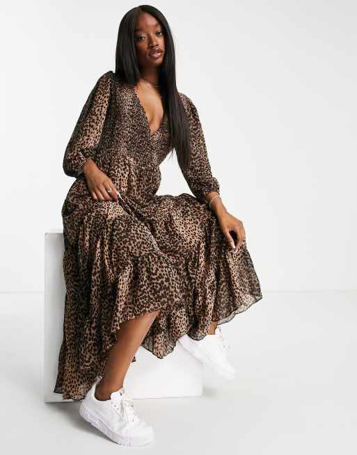 Animal print plus size maxi dress sale