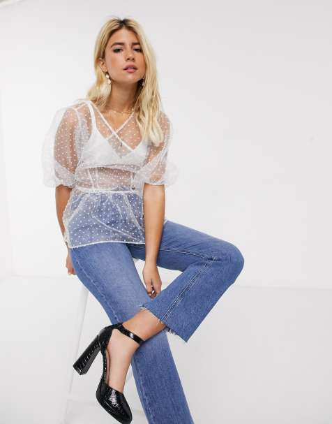 ASOS DESIGN wrap top in dobby organza - view 1