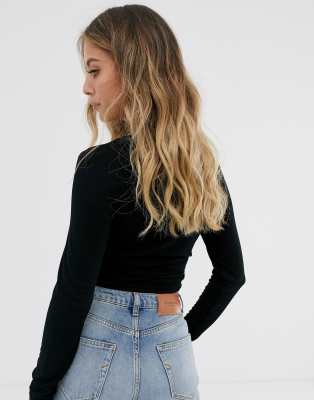 asos black wrap top