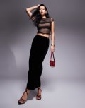 [ASOS DESIGN] ASOS DESIGN wrap velvet maxi skirt in black 16 black