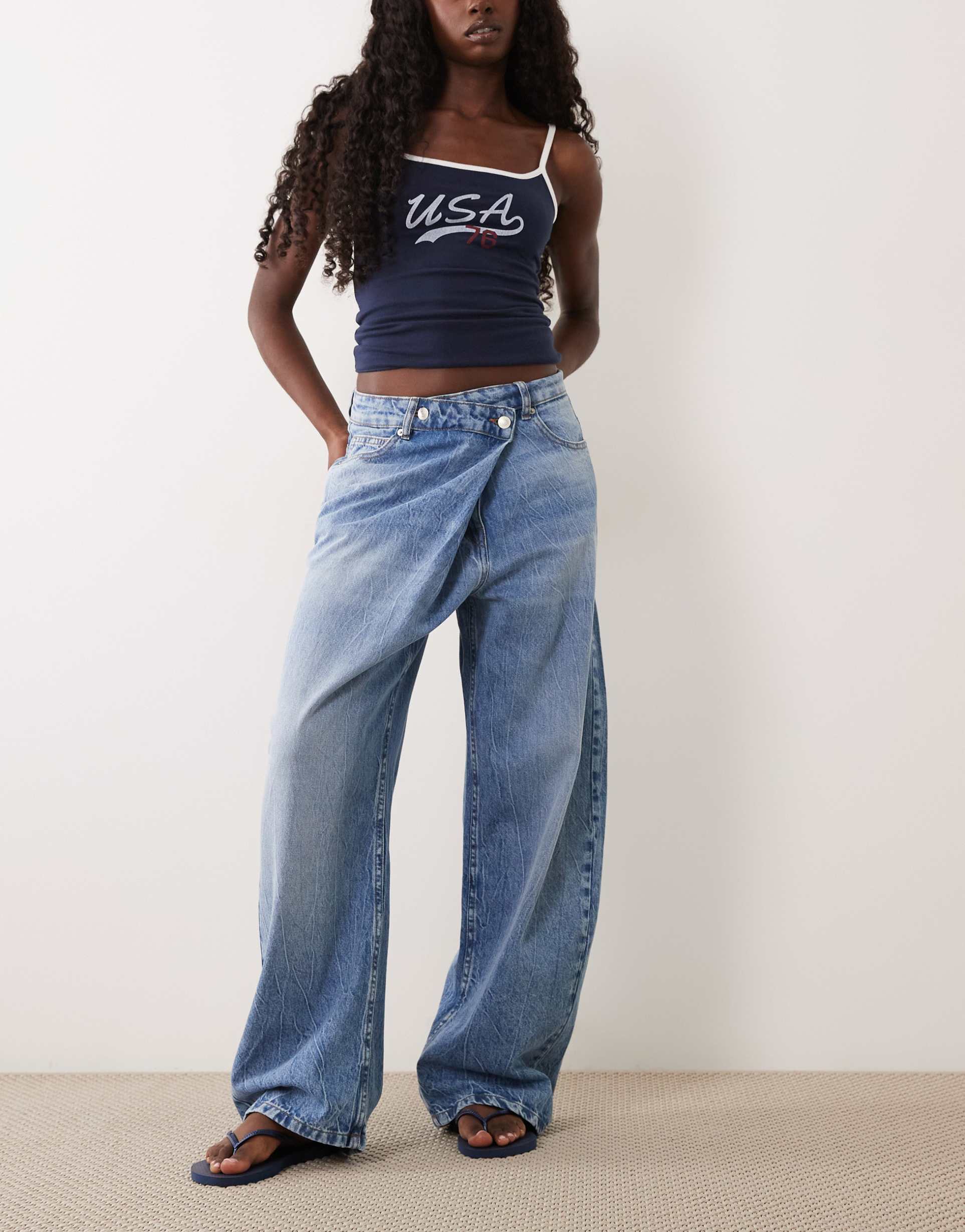asos design wrap waist barrel jeans