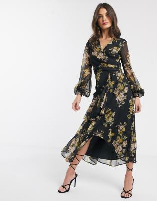 wrap around floral dress