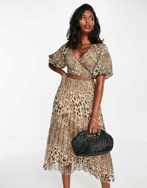 Pleated Dress Leopard Print Midi Wrap Dress ASOS DESIGN Wraparound Pleated Midi  Dress In Floral Print