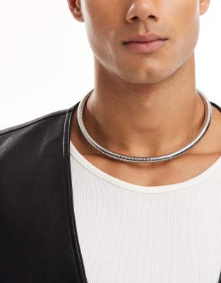 ASOS DESIGN wraparound snake chain choker in silver tone 
