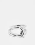 [ASOS DESIGN] ASOS DESIGN wrapped interlink ring in silver tone S SILVER