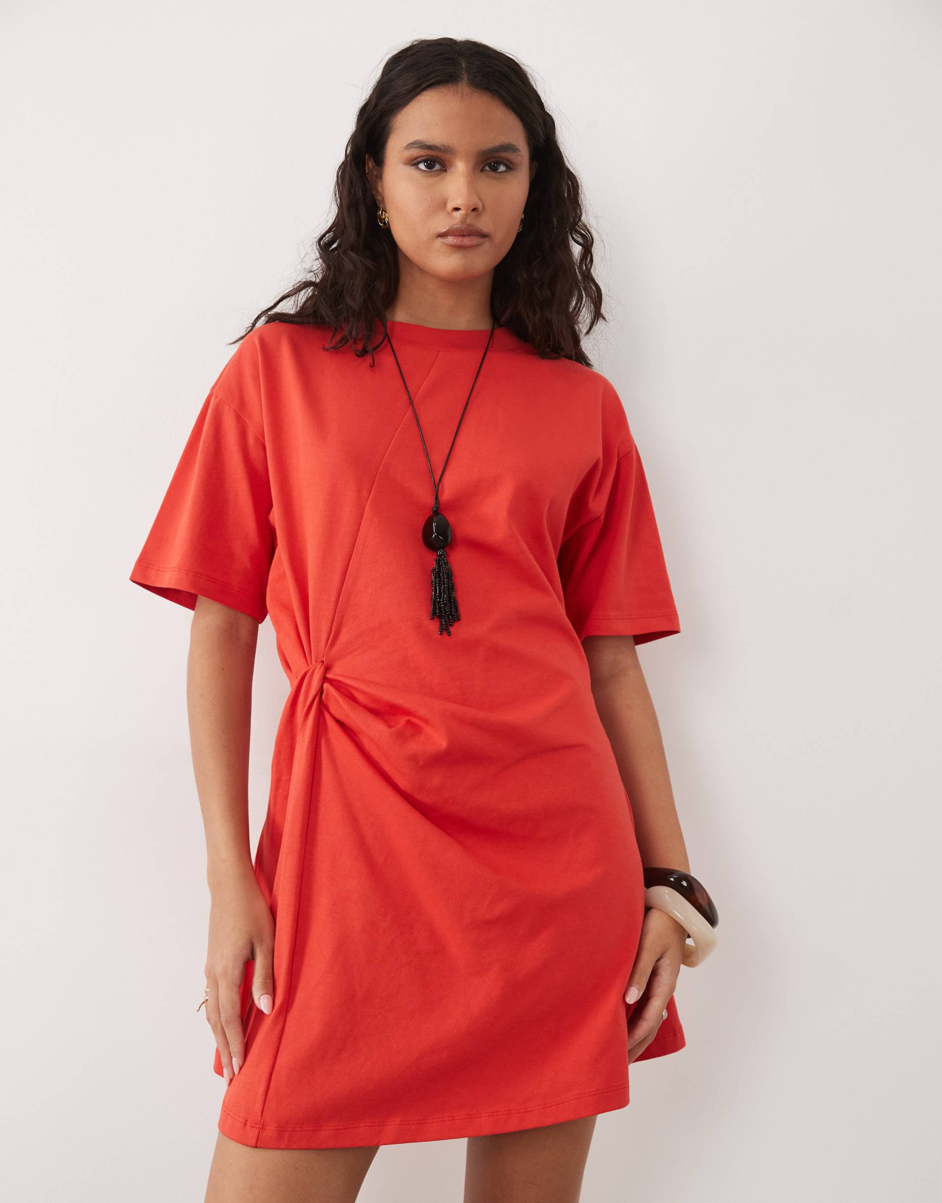 asos design wrapped waist mini dress in red