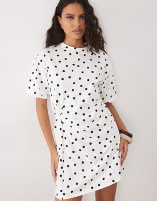 Asos Design Wrapped Waist Mini Dress With Lace Hem In Multi