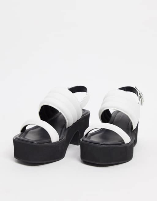 ASOS DESIGN - Wright - Sandali chunky a pianta larga bianchi con tacco, 4 di 4