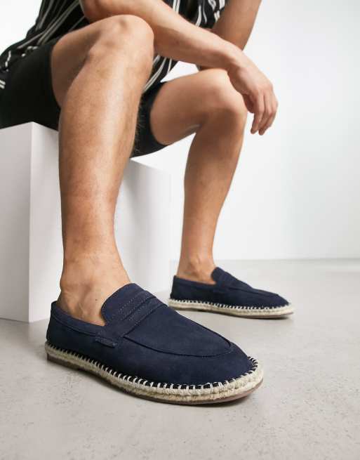 ASOS DESIGN – Wsuwane espadryle z granatowego zamszu