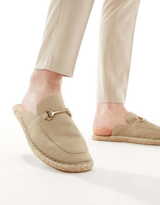 ASOS DESIGN – Wsuwane espadryle ze sprzączką w złotym kolorze