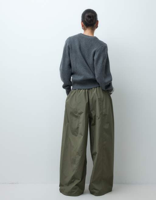 ASOS DESIGN wsuwane spodnie balloon w kolorze khaki, 3 z 5