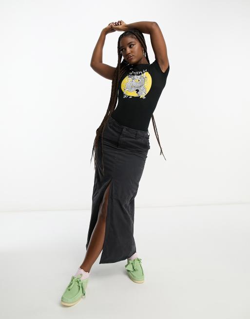 ASOS DESIGN wu tang clan license graphic bodysuit in black, 2 of 4