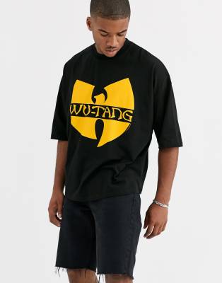 ASOS DESIGN WU TANG OVERSIZED HEAVYWEIGHT T-SHIRT WITH FRONT PRINT-BLACK WU TANG YELLOW