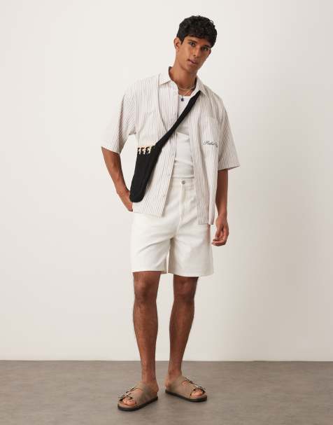 ASOS DESIGN – Wydłużone jortsy jeansowe w kolorze ecru - view 1