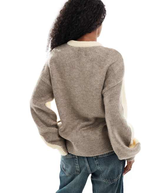 ASOS DESIGN – Wydłużony kardigan z okrągłym dekoltem i blokami kolorów, 4 z 4