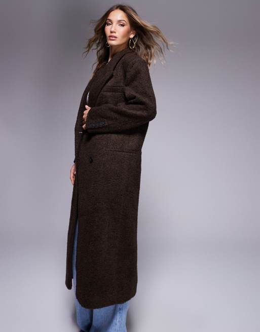 ASOS DESIGN – Wygodny czekoladowy płaszcz dad z dzianiny boucle, 4 z 4