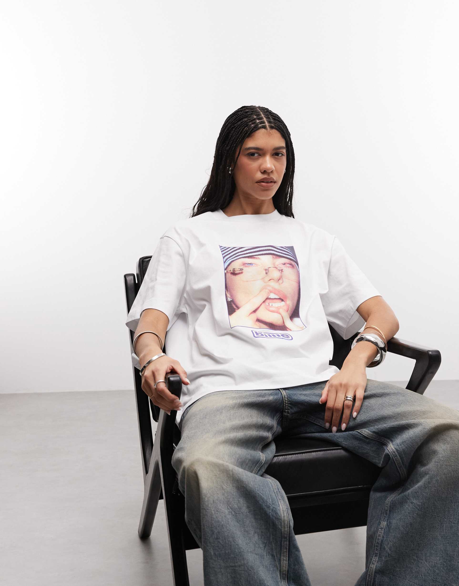 asos design x billie eilish official merch licensed relaxed t-shirt in white