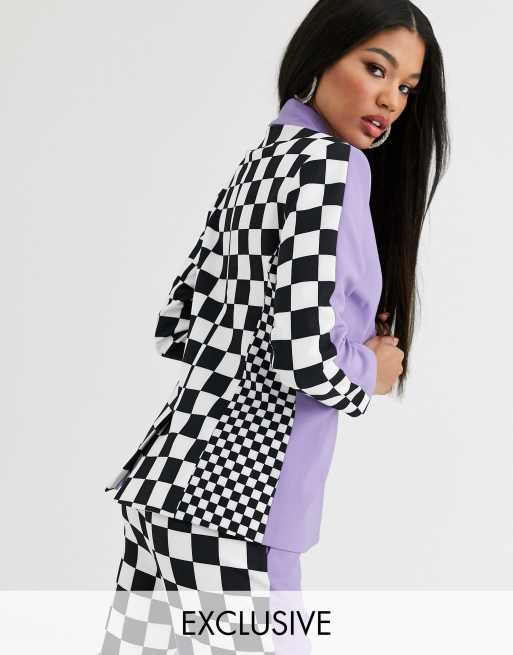 ASOS DESIGN x Christian Cowan - Costume - Lilas et motif damier, 2 de 3