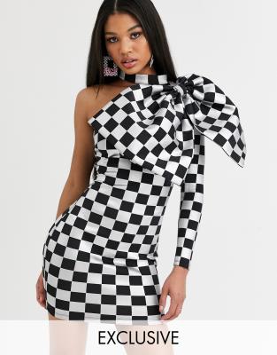 checkerboard overall dress